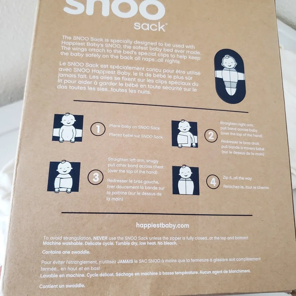 Happiest Baby SNOO Sack Organic Cotton Swaddle Ivory White Size Medium M 12-18lb